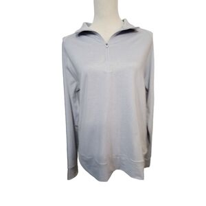 Burnside long sleeve pullover top women size small heather light Grey 1/4 zip